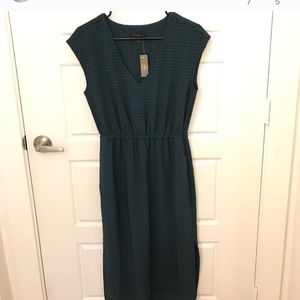 J Crew Green Perforated midi side slit dress size2